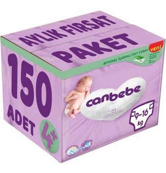 Canbebe 4+ Numara Bantlı Bebek Bezi 150'li