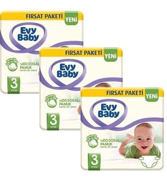 Evy Baby 3 Numara Bantlı Bebek Bezi 186'lı