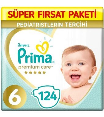 Prima Premium Care 6 Numara Bantlı Bebek Bezi 2x62'li