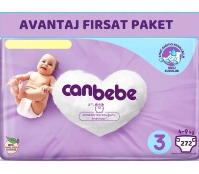 Canbebe 3 Numara Bantlı Bebek Bezi 272'li