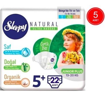 Sleepy Natural 5 Numara Bantlı Bebek Bezi 5x22'li