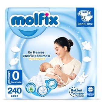 Molfix 0 Numara Bantlı Bebek Bezi 240'lı