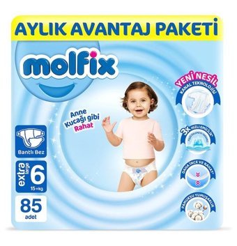 Molfix 6 Numara Bantlı Bebek Bezi 85'li