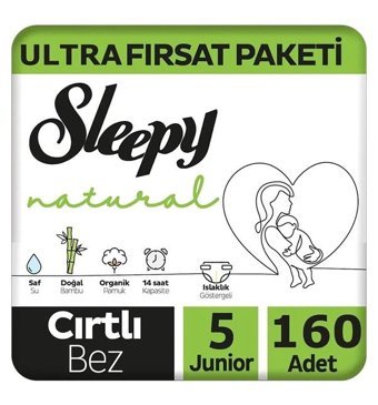 Sleepy Natural 5 Numara Bantlı Bebek Bezi 160'lı