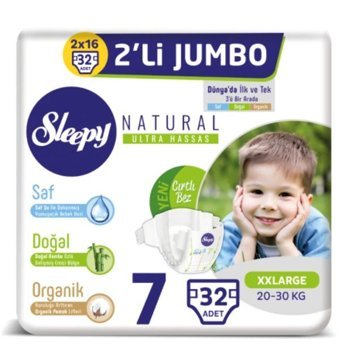 Sleepy Natural 7 Numara Bantlı Bebek Bezi 32'li