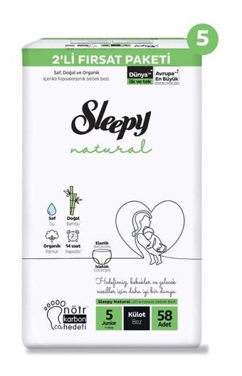 Sleepy Natural 5 Numara Külot Bebek Bezi 290'lı