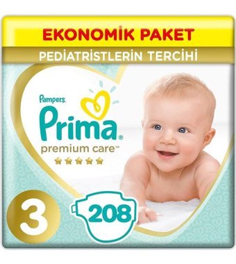 Prima Premium Care 3 Numara Bantlı Bebek Bezi 4x52'li