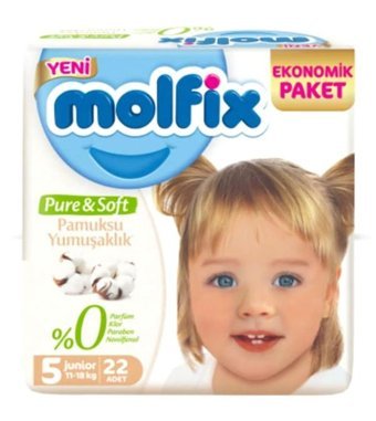 Molfix Pure Soft 5 Numara Bantlı Bebek Bezi 22'li