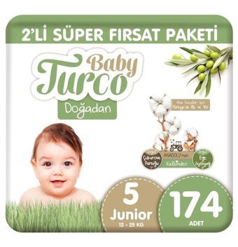 Baby Turco Doğadan 5 Numara Bantlı Bebek Bezi 174'lü