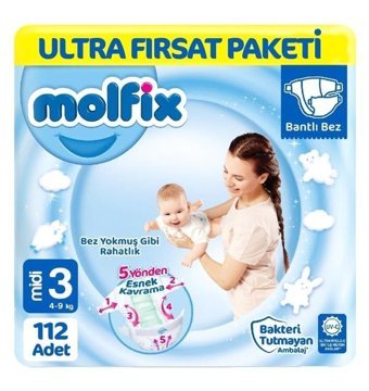 Molfix 1 Numara Bantlı Bebek Bezi 112'li