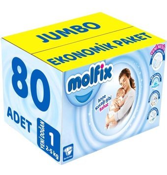 Molfix 1 Numara Bantlı Bebek Bezi 80'li