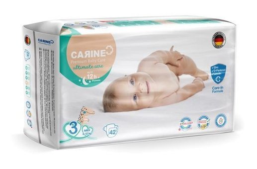 Carine Premium 3 Numara Bantlı Bebek Bezi 42'li