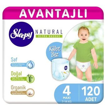 Sleepy Natural 4 Numara Külot Bebek Bezi 120'li