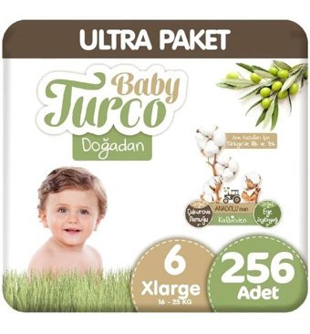 Baby Turco Doğadan 6 Numara Bantlı Bebek Bezi 4x64'lü