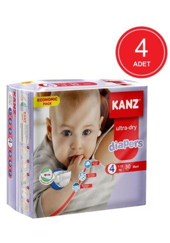 Kanz Diapers 4 Numara Bantlı Bebek Bezi 4x30'lu