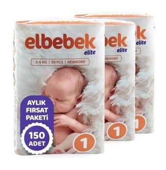 Elbebek Elite 1 Numara Bantlı Bebek Bezi 150'li