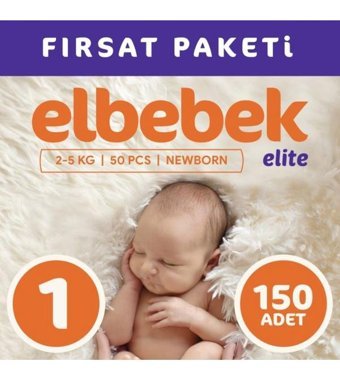 Elbebek Elite 1 Numara Bantlı Bebek Bezi 150'li