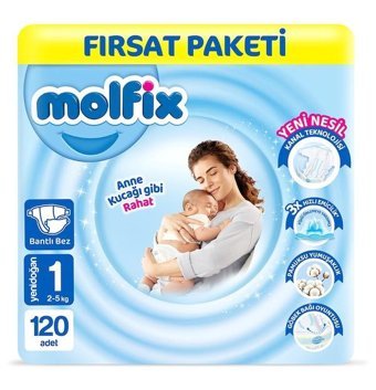 Molfix 1 Numara Bantlı Bebek Bezi 120'li