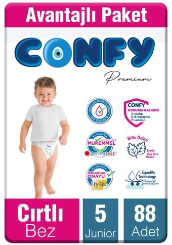 Confy Premium 5 Numara Bantlı Bebek Bezi 88'li