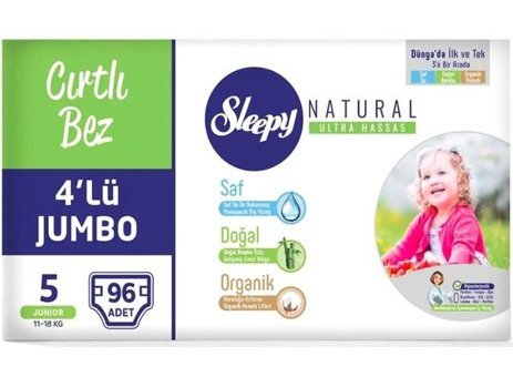 Sleepy Natural 5 Numara Bantlı Bebek Bezi 96'lı