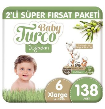 Baby Turco Doğadan 6 Numara Bantlı Bebek Bezi 138'li