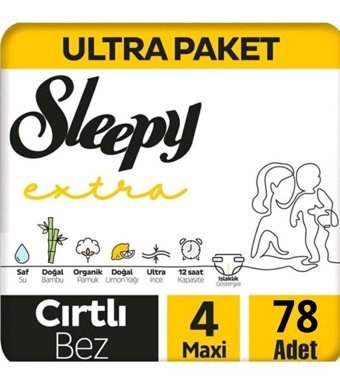 Sleepy Extra 4 Numara Bantlı Bebek Bezi 78'li