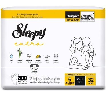 Sleepy Extra 6 Numara Bantlı Bebek Bezi 32'li