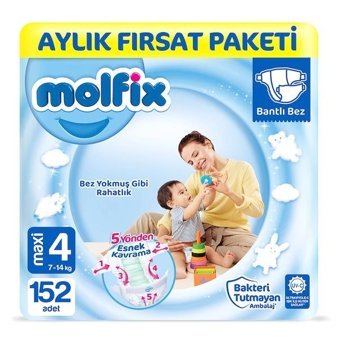 Molfix 4 Numara Bantlı Bebek Bezi 152'li