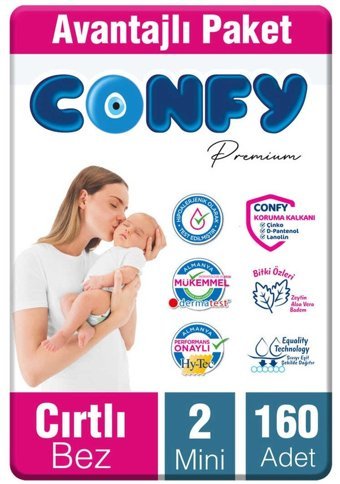 Confy Premium 2 Numara Bantlı Bebek Bezi 160'lı