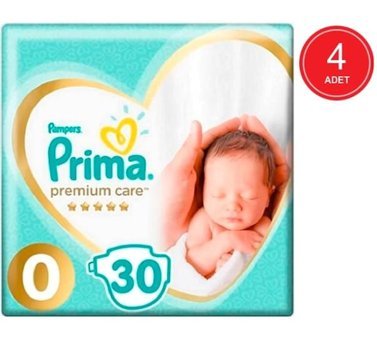 Prima Premium Care 0 Numara Bantlı Bebek Bezi 4x30'lu