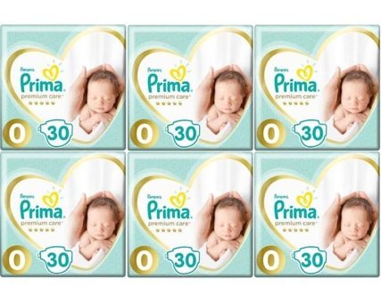 Prima Premium Care 0 Numara Bantlı Bebek Bezi 6x30'lu