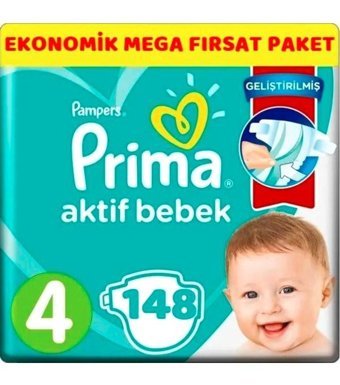 Prima Pampers 4 Numara Bantlı Bebek Bezi 148'li