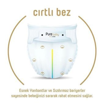 Pure Baby Organik 1 Numara Organik Bantlı Bebek Bezi 80'li