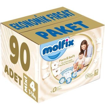 Molfix Pure Soft 4 Numara Bantlı Bebek Bezi 90'lı