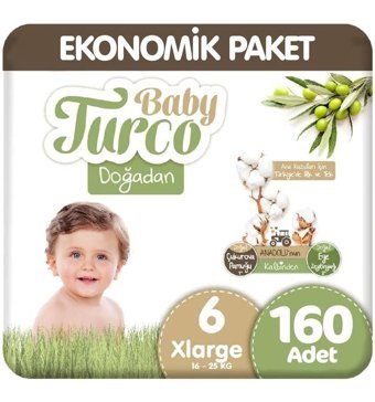 Baby Turco Doğadan 6 Numara Bantlı Bebek Bezi 5x32'li