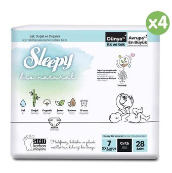 Sleepy Bio Natural 7 Numara Bantlı Bebek Bezi 112'li