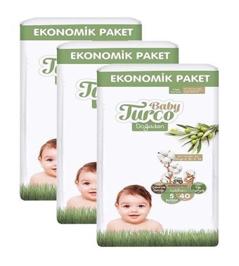Baby Turco Doğadan 5 Numara Bantlı Bebek Bezi 3x40'lı