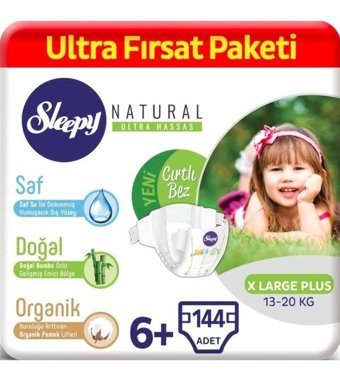 Sleepy Natural 6 Numara Bantlı Bebek Bezi 144'lü