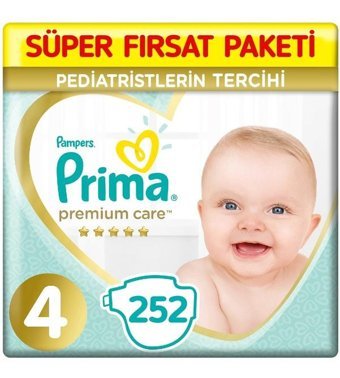 Prima Premium Care 4 Numara Bantlı Bebek Bezi 3x84'lü