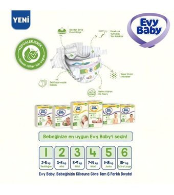 Evy Baby 5 Numara Bantlı Bebek Bezi 44'lü