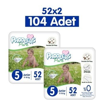 Paddlers Pure 5 Numara Bantlı Bebek Bezi 104'lü