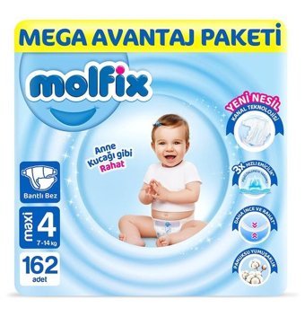 Molfix 4 Numara Bantlı Bebek Bezi 162'li