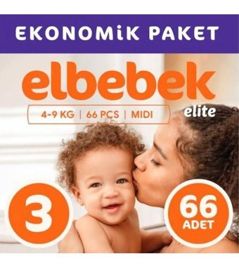 Elbebek Elite 3 Numara Bantlı Bebek Bezi 66'lı