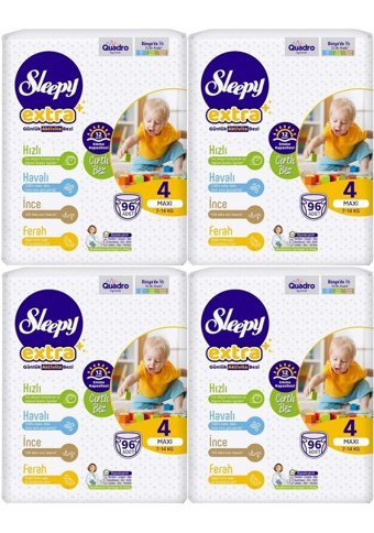 Sleepy Extra 4 Numara Bantlı Bebek Bezi 4x96'lı