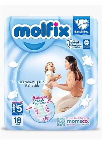 Molfix 5 Numara Bantlı Bebek Bezi 18'li