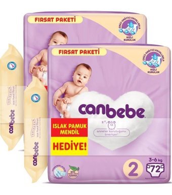 Canbebe 2 Numara Bantlı Bebek Bezi 144'lü