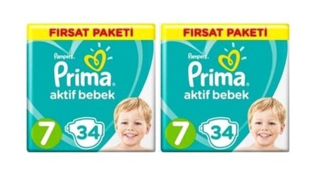 Prima Pampers 7 Numara Bantlı Bebek Bezi 2x34'lü
