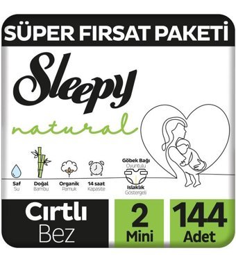 Sleepy Natural 2 Numara Bantlı Bebek Bezi 144'lü