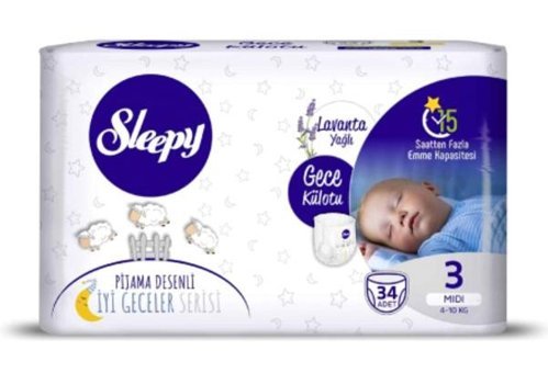 Sleepy 3 Numara Külot Bebek Bezi 34'lü