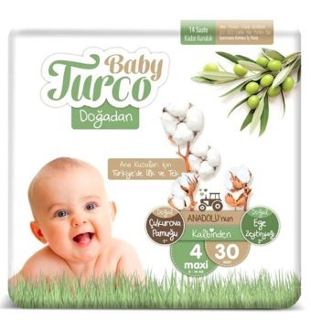 Baby Turco Doğadan 4 Numara Bantlı Bebek Bezi 30'lu